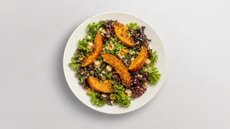 Heimische Blattsalate mit Kürbis